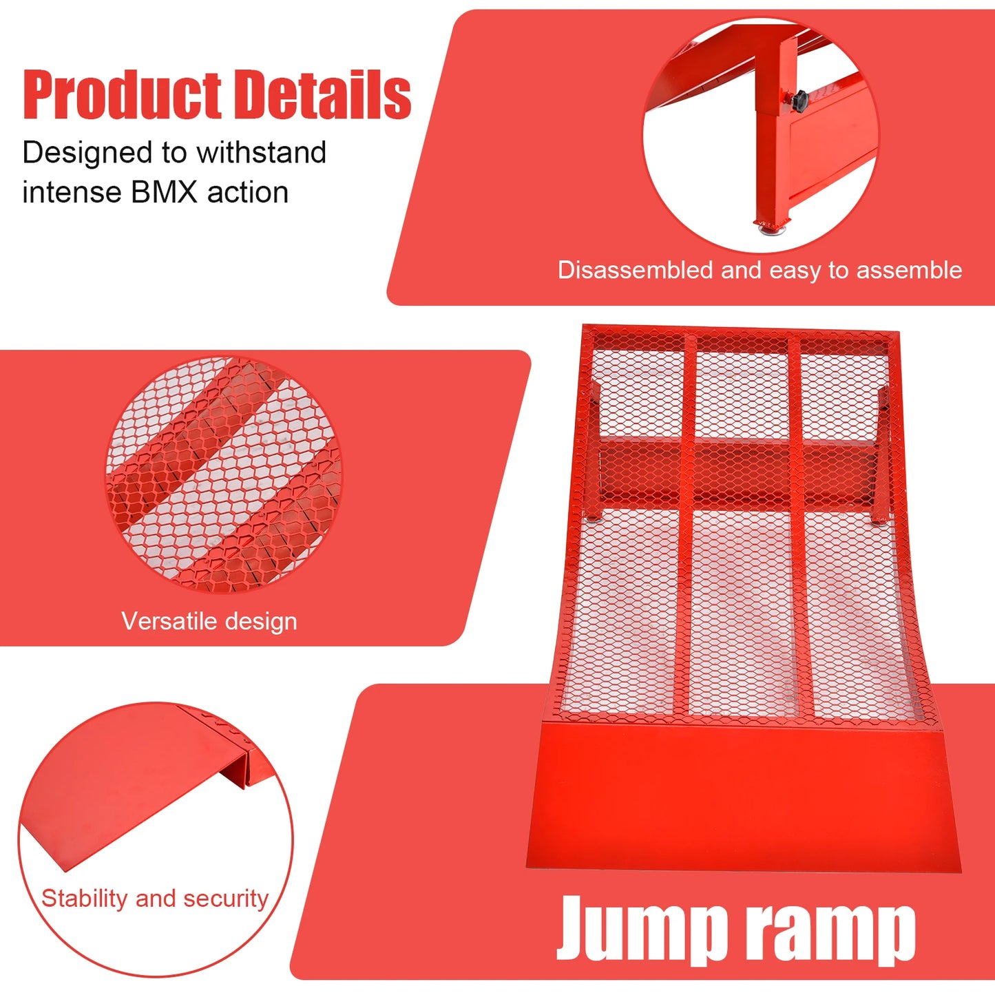 Bike Ramp, Portable BMX Ramp, 6-12 Kids Skateboard Jumps, Detachable Construction - Heavy-Duty RC Car Training
