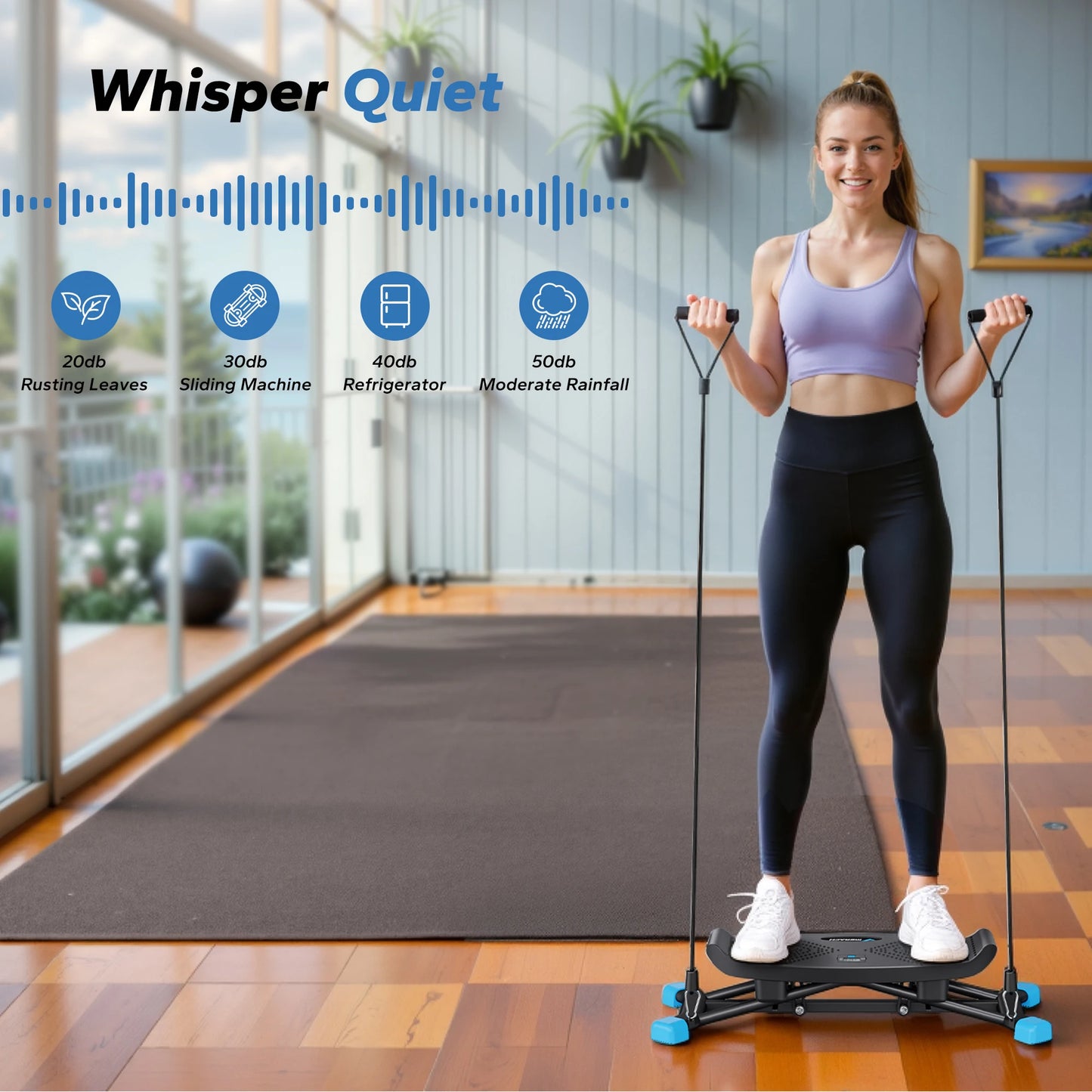 Mini Stepper Rocking Exercise Machine Balance Board With Resistance Bands Quiet Fitness Pedal Trainer Lcd Monitor For Legs Hip Waist & Full‑Body Training Ski Machine Trainer For Home Workout