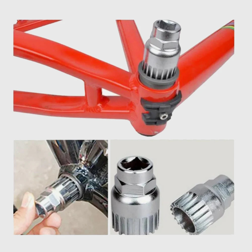 6pc Bike Cassette Removal Tool Set Chain Whip Bottom Bracket Wrench Flywheel Removal Kit for Mountain Bike Road Bicycle Repair