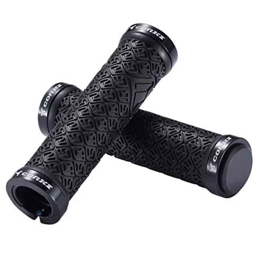 Mountain Bike Grips, Double Lock on Locking Bicycle Handlebar Grips for MTB, Downhill