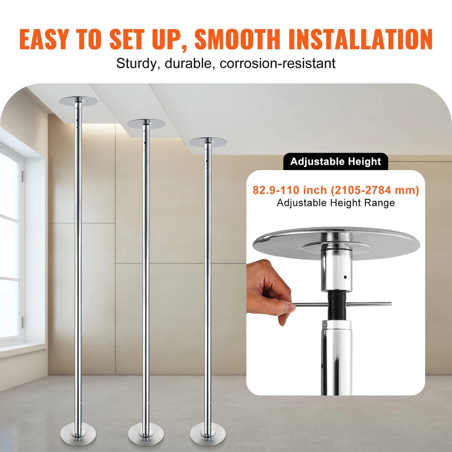 Professional Dancing Pole Spinning Static Dancing Pole Kit Portable Removable Pole 45mm Heavy-Duty Stainless Steel Pole