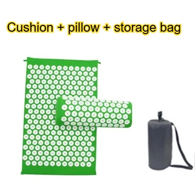 Acupressure Mat Sensi Massage Mat Pillow Set  applicator for Neck Foot Yoga Mat with Needle Back Cushion