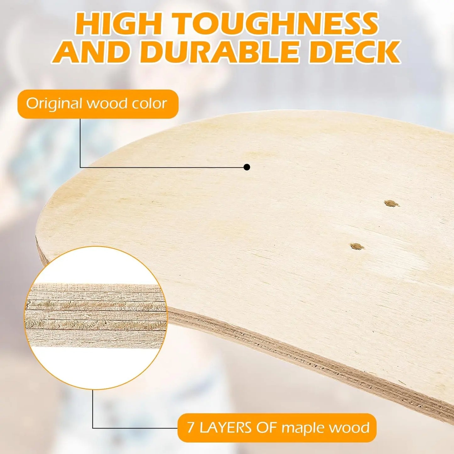 6 Pcs Blank Skateboard Decks Bulk 32 x 8 Inch 7 Ply Maple Wooden Plain Skate Decks Natural Wood