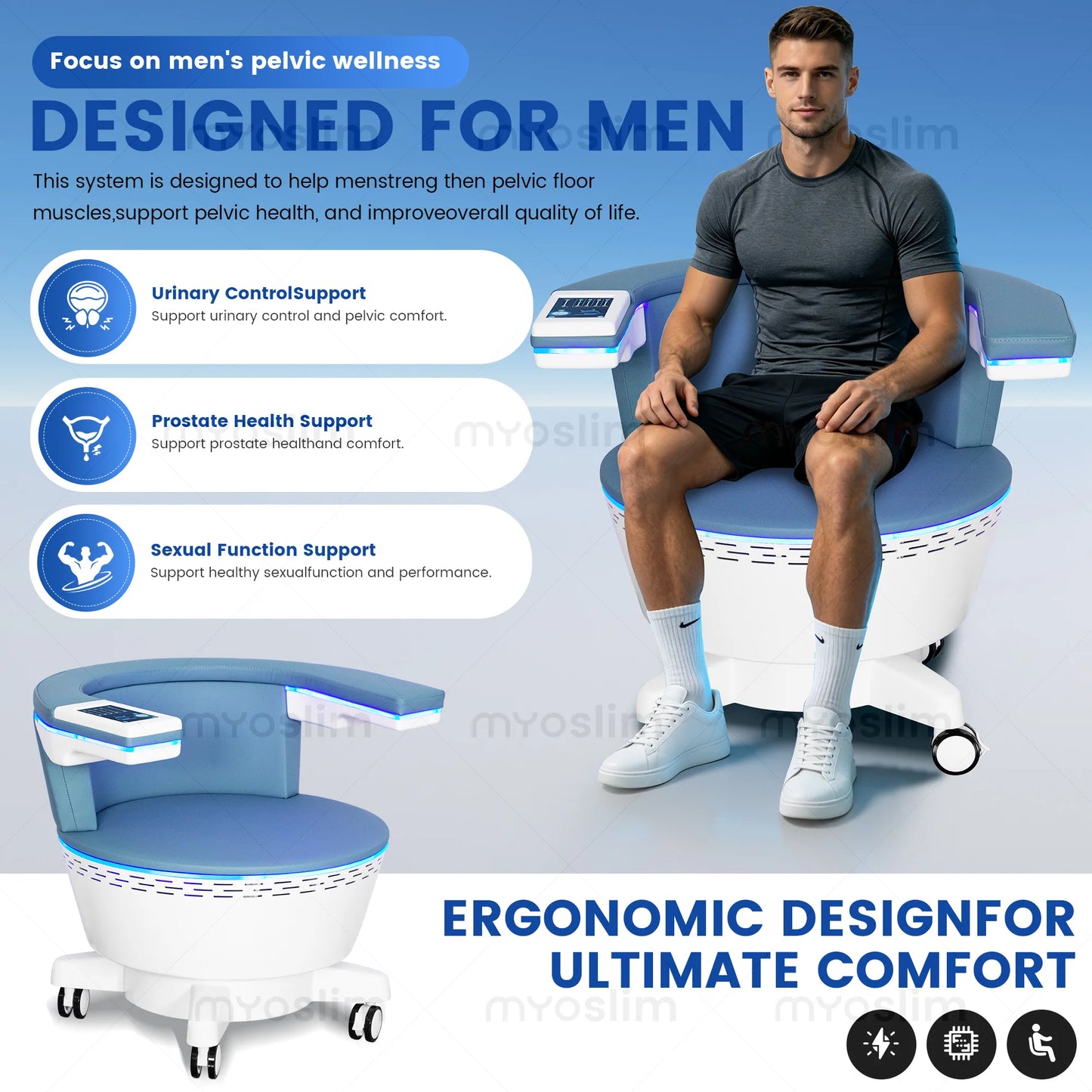 Commercial Salon Pelvic Floor EM Chair Focused Magnetic Energy Deep Muscle Contraction Prevent Uterine Prolapse Wellness Machine