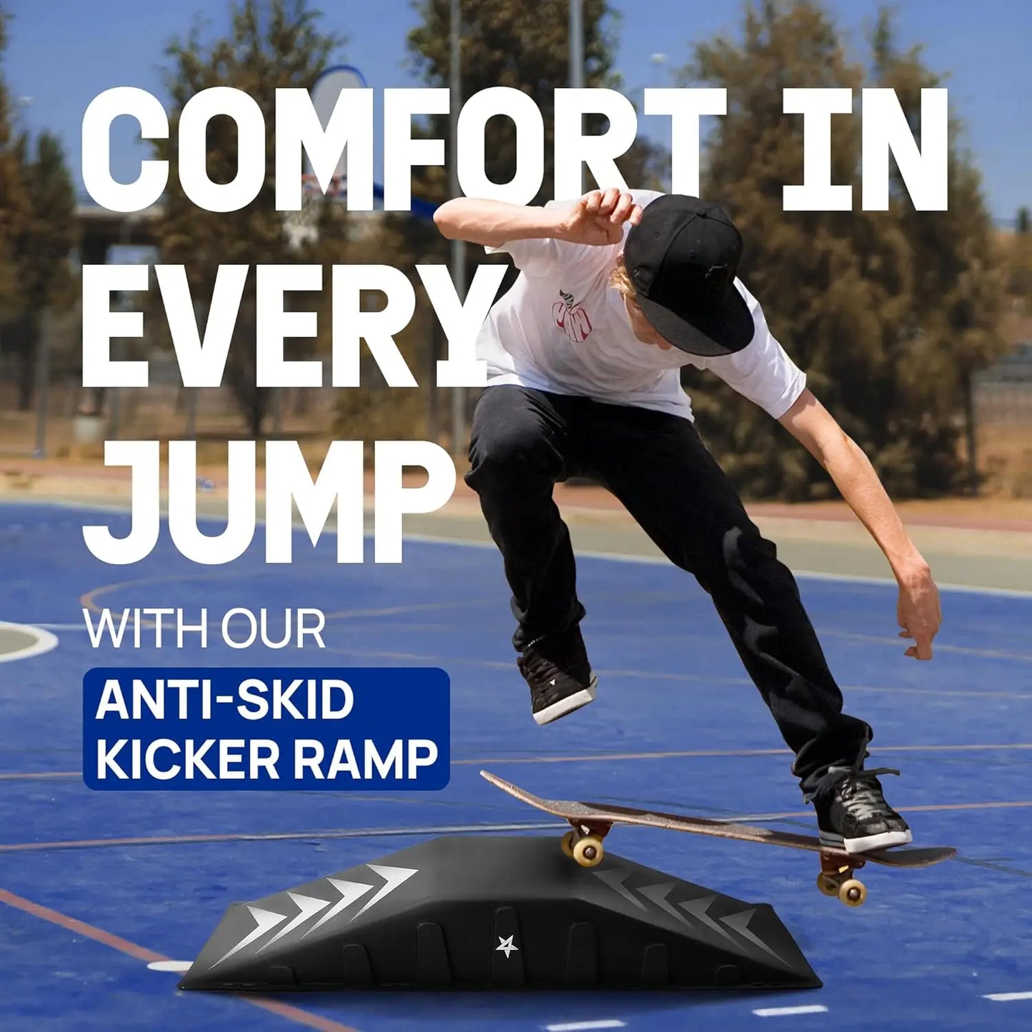 Single-Piece Skateboard Ramp, Bike Ramp, Skate Ramp - Design for Beginners, More Durable, Safe, Capacity 220Lbs