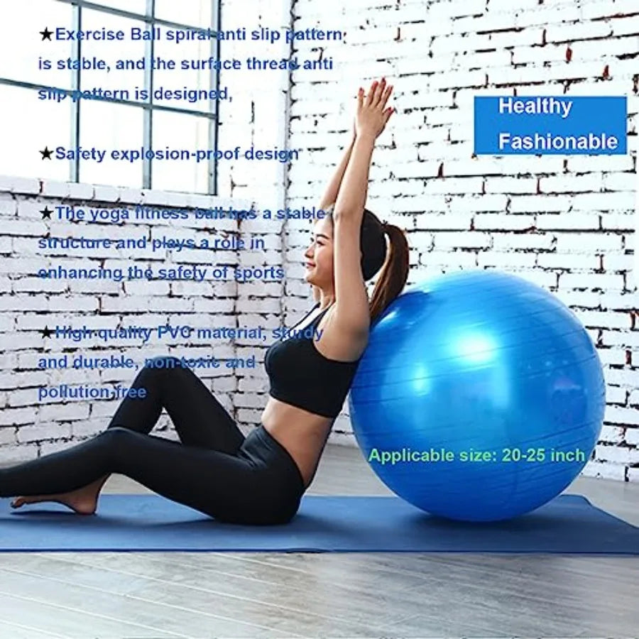 Exercise Yoga Ball, Explosion-Proof Stability Ball 25in/65cm with Pump, Elastic Birthing Balance Balls for Fitness/Balance/Work