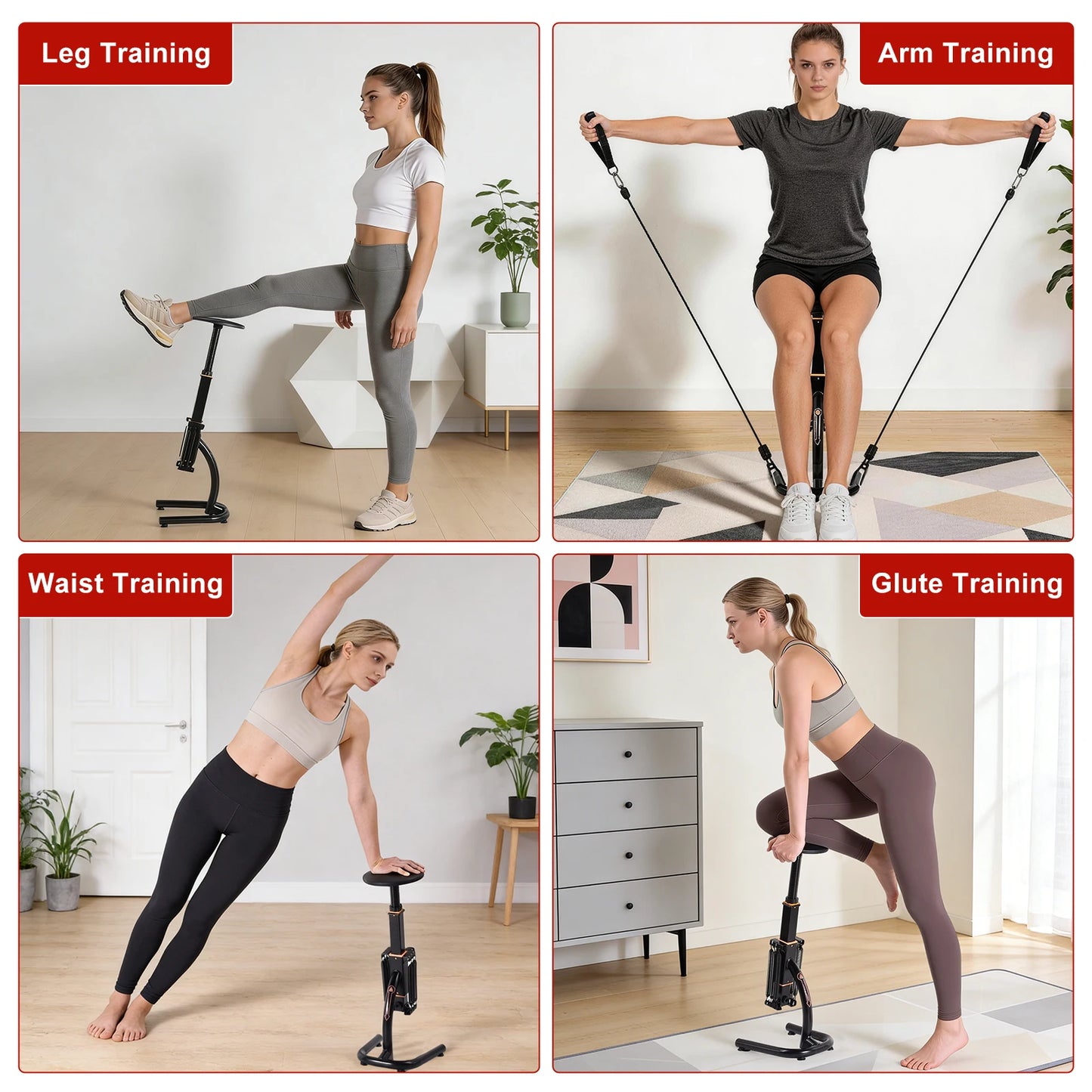 Squat Machine for Home Gym Adjustable Glute Leg Core Strengthener, Assisted Squat Trainer with Variable Resistance Intensity, Compact Exercise Equipment for Low Impact Lower Body Workout and Gluteal Lift