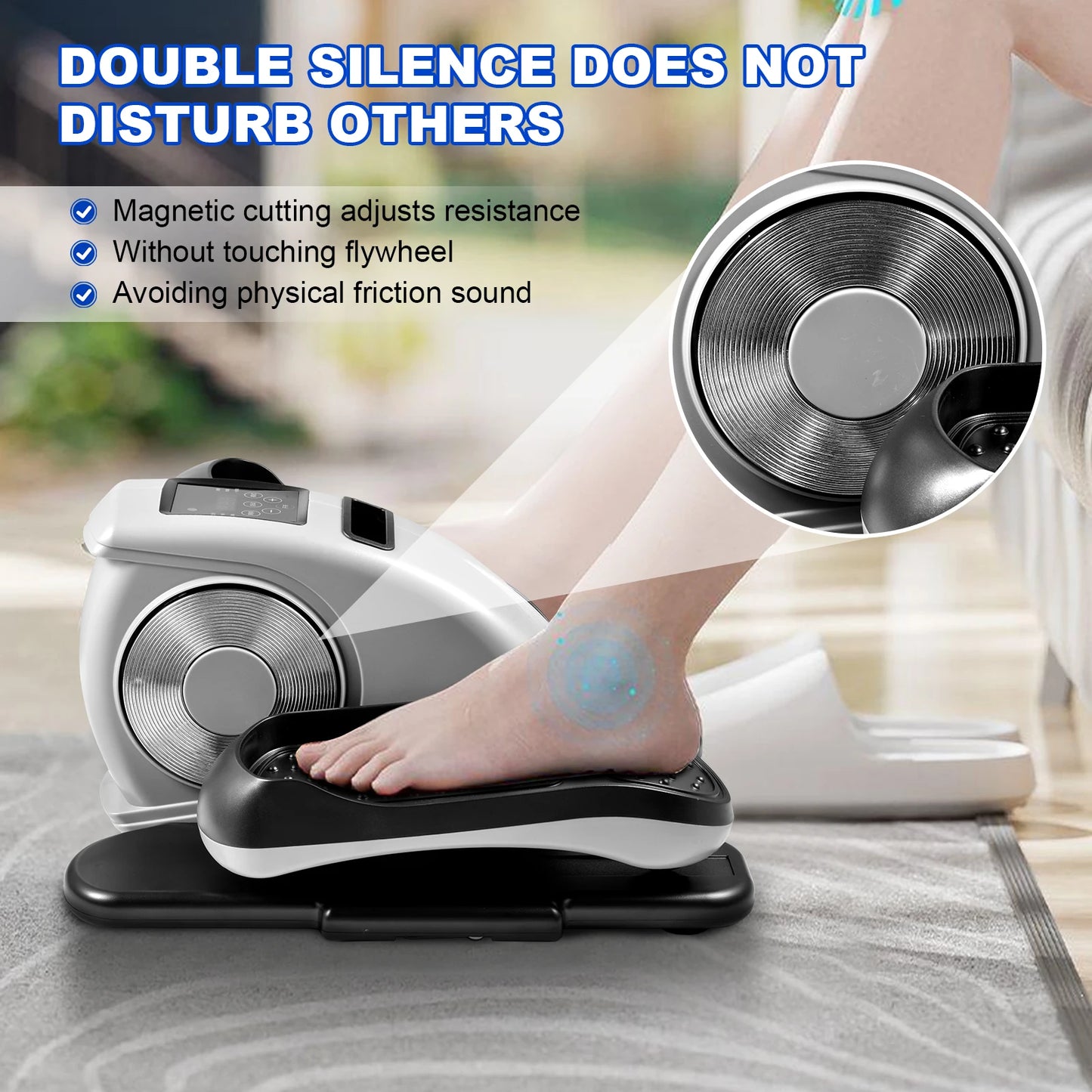 Under Desk Elliptical Training Machine, Electric Silent Stepper with LED Display and 12 Speed Adjustable Resistance, Non-Slip Foot Pedals for Home Office Seated Exercise, Leg Muscle Recovery Equipment for Seniors Adults, Comp