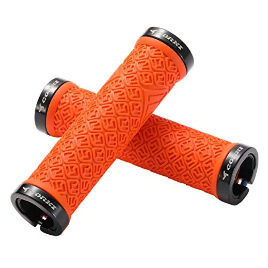 Mountain Bike Grips, Double Lock on Locking Bicycle Handlebar Grips for MTB, Downhill
