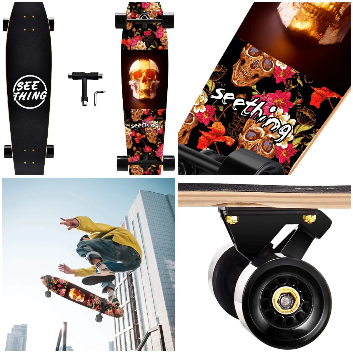 42 Inch Longboard Skateboard Complete Cruiser Pintail,The Original Artisan Maple Skateboard Cruiser