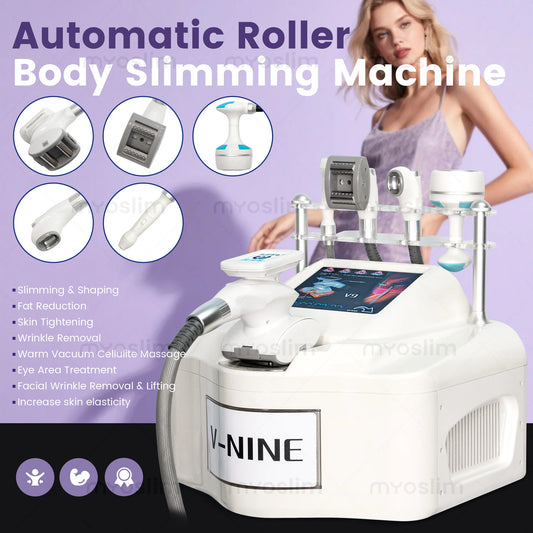 V-NINE 5 IN 1 Automatic Roller Body Slimming Machine 40K Cavitation RF Vacuum Lymphatic Drainage Anti-Cellulite Skin Tightening