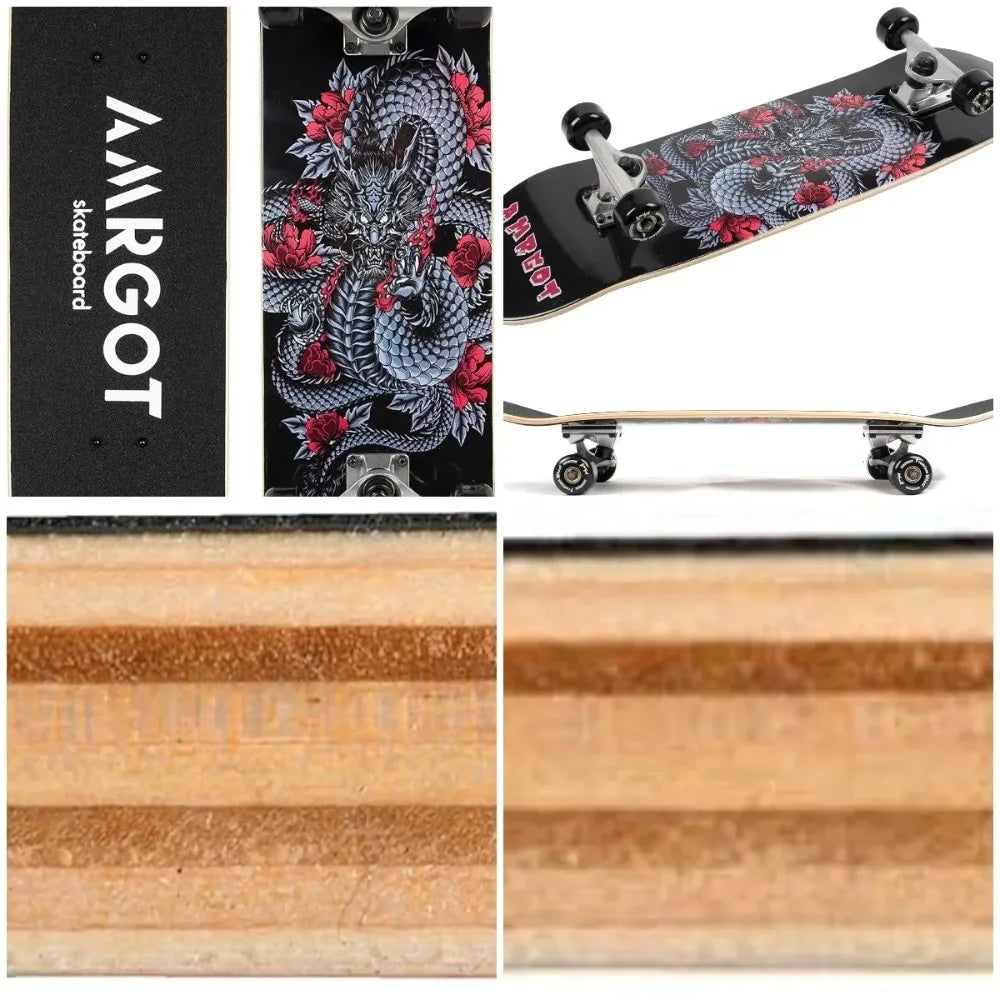 Skateboards for Beginners,31 * 8 inches Complete Skateboards for Kids,Boys,Girls and Adults,7 Layer
