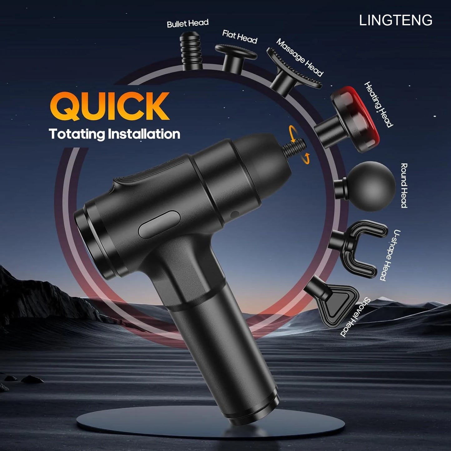 Heating massage gun, deep tissue massage gun, back and neck massager, muscle percussion massager, silent fascia gun, handheld massager, 7 massage eadhs, comes with a storage case, Christmas gift, birthday gift, sports gift