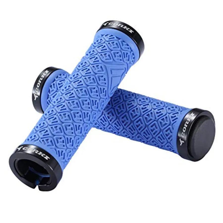 Mountain Bike Grips, Double Lock on Locking Bicycle Handlebar Grips for MTB, Downhill