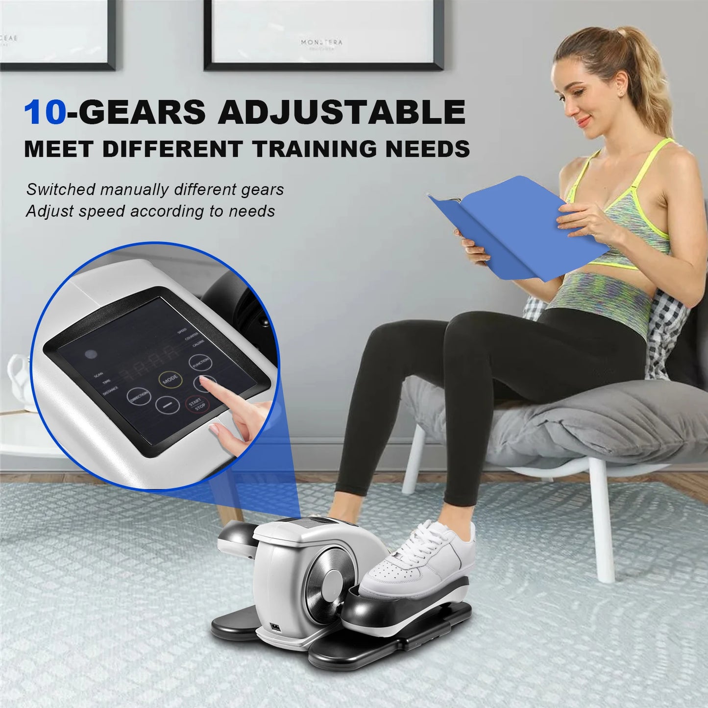 Under Desk Elliptical Training Machine, Electric Silent Stepper with LED Display and 12 Speed Adjustable Resistance, Non-Slip Foot Pedals for Home Office Seated Exercise, Leg Muscle Recovery Equipment for Seniors Adults, Comp