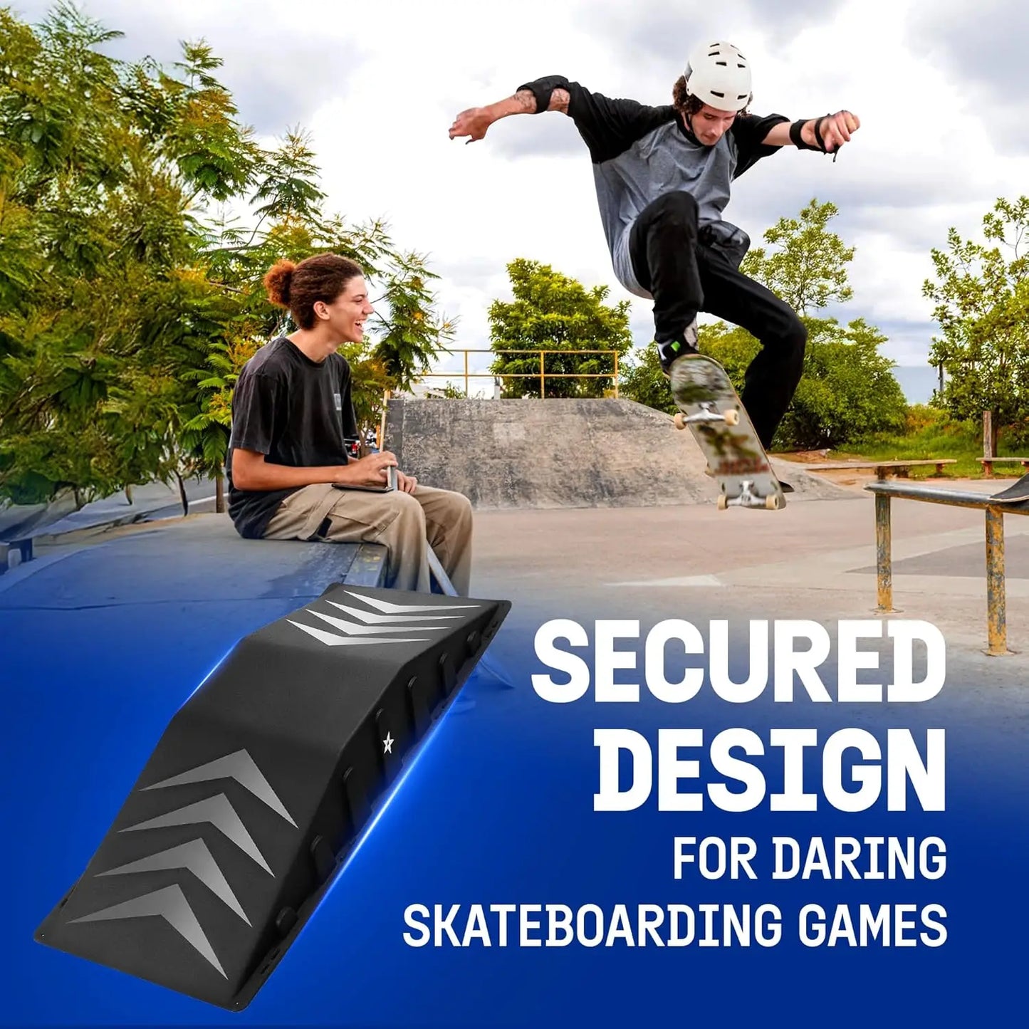 Single-Piece Skateboard Ramp, Bike Ramp, Skate Ramp - Design for Beginners, More Durable, Safe, Capacity 220Lbs