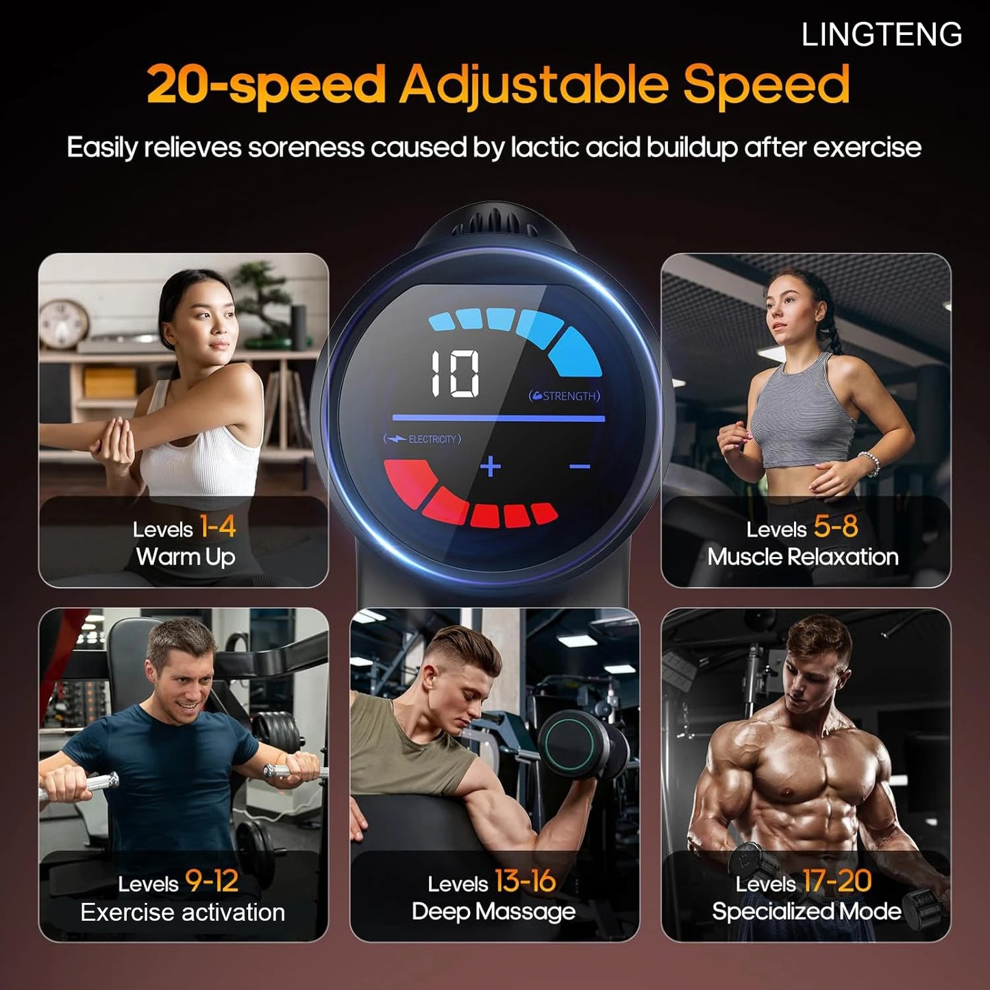 Heating massage gun, deep tissue massage gun, back and neck massager, muscle percussion massager, silent fascia gun, handheld massager, 7 massage eadhs, comes with a storage case, Christmas gift, birthday gift, sports gift