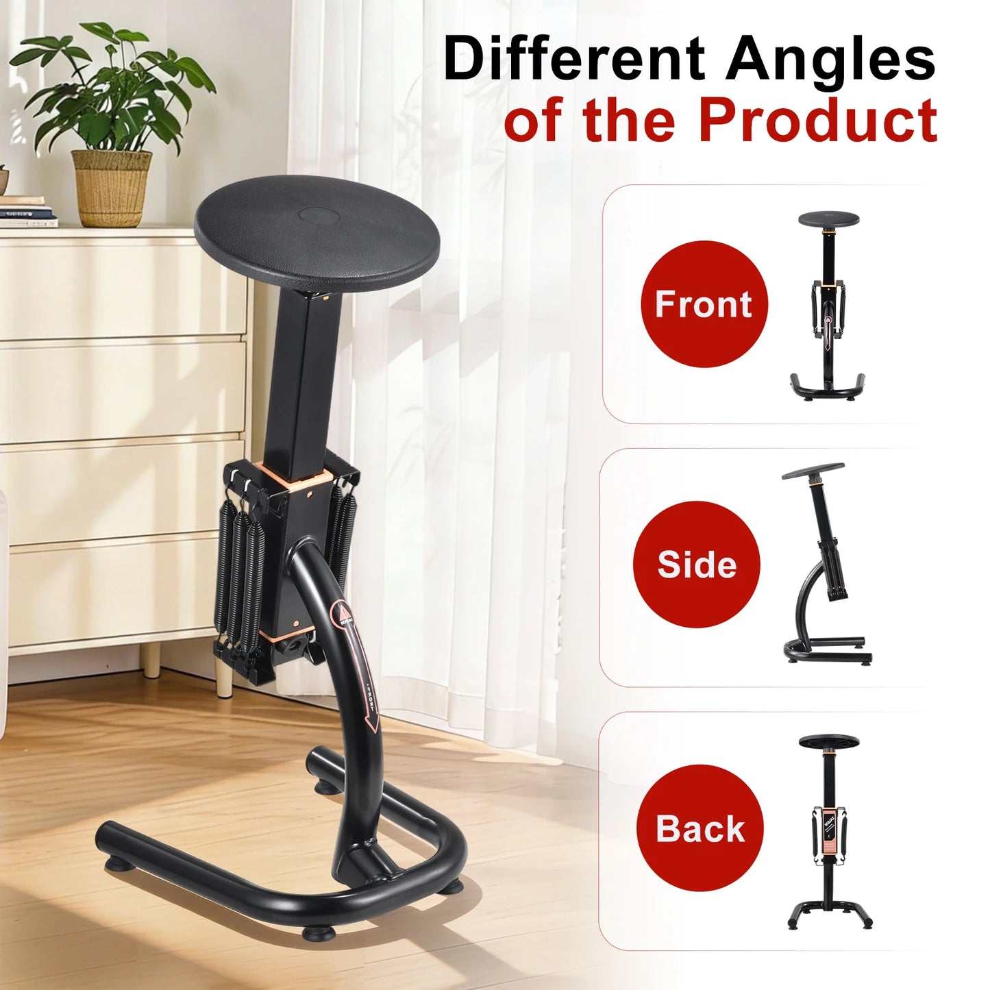 Squat Machine for Home Gym Adjustable Glute Leg Core Strengthener, Assisted Squat Trainer with Variable Resistance Intensity, Compact Exercise Equipment for Low Impact Lower Body Workout and Gluteal Lift