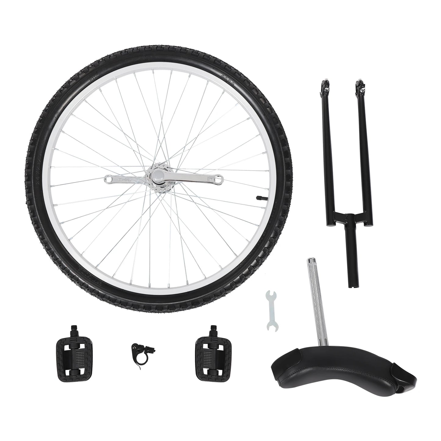 24“ One-Wheel Bike, Height Adjustable Unicycle with Anti-Skid Alloy Rim and Curved PU Seat Outdoor Unicycle for Adults Kids Outdoor Sports Fitness Exercise