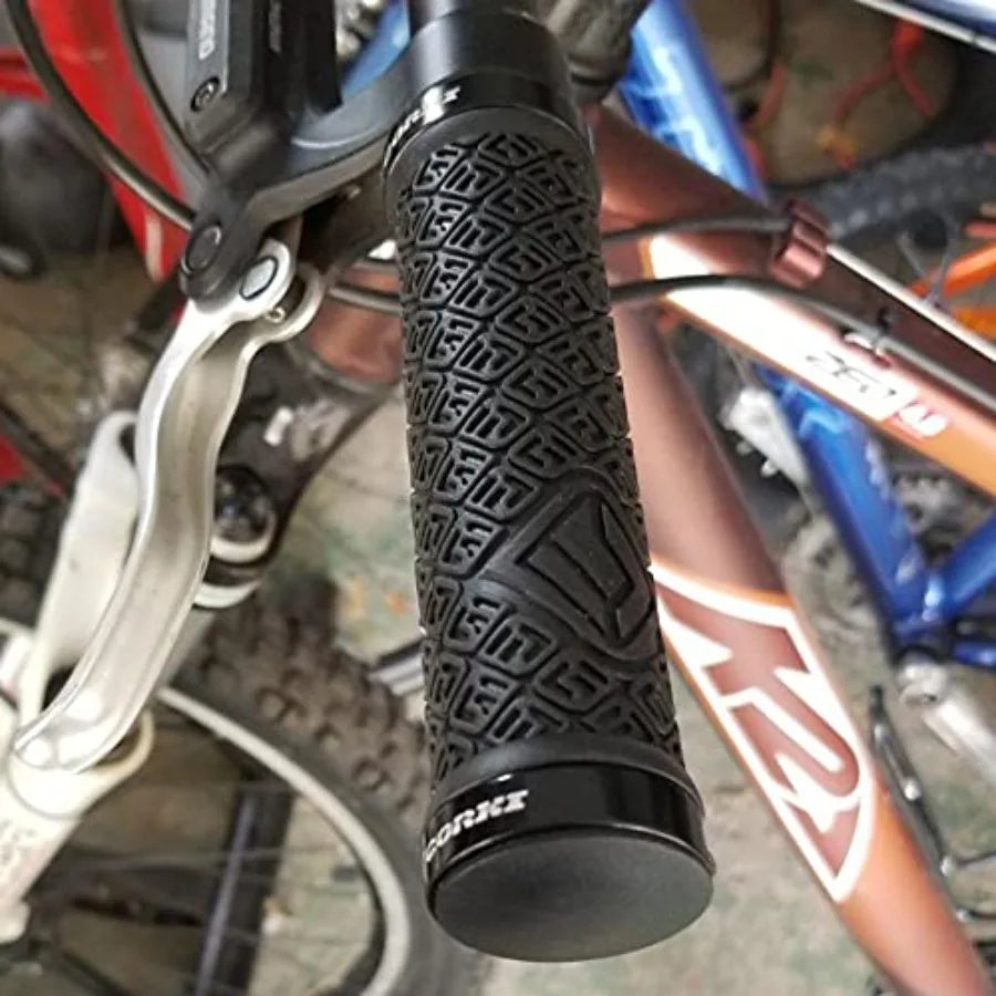 Mountain Bike Grips, Double Lock on Locking Bicycle Handlebar Grips for MTB, Downhill