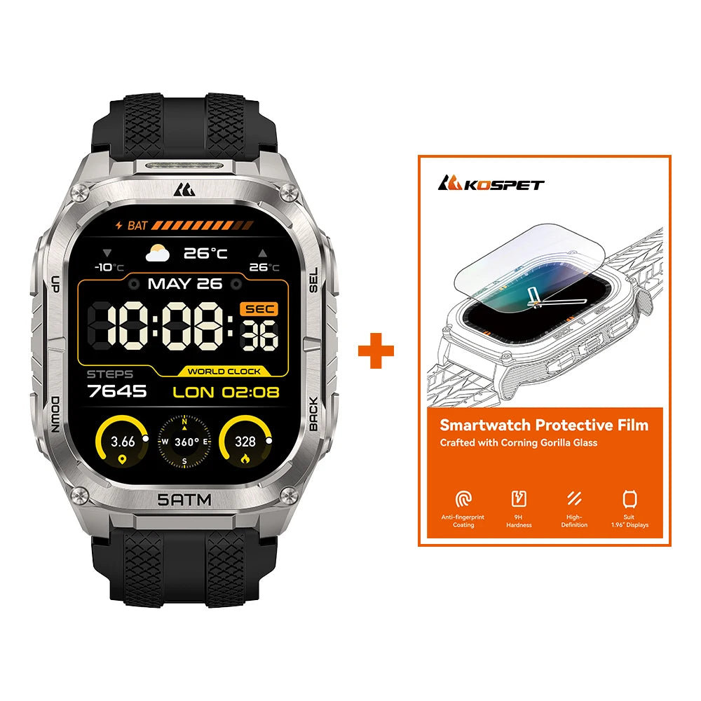Advanced GPS Smartwatch for Men MIL-STD-810H Tough 5ATM Waterproof Integrated Flashlight & Health Tracking