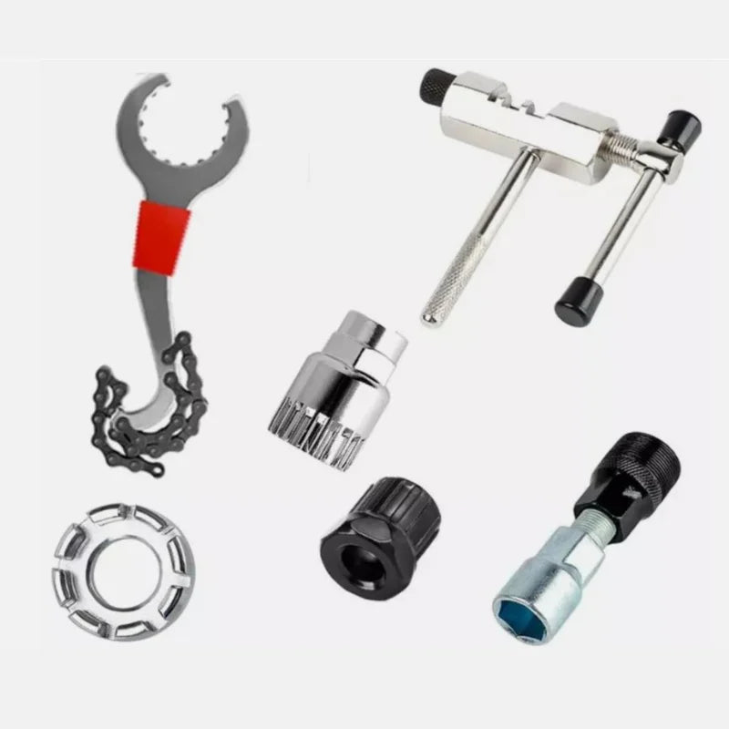 Bicycle Repair Tool Kit Bike Chain Breaker Spoke Wrench Bottom Bracket & Freewheel Remover Chain Hook