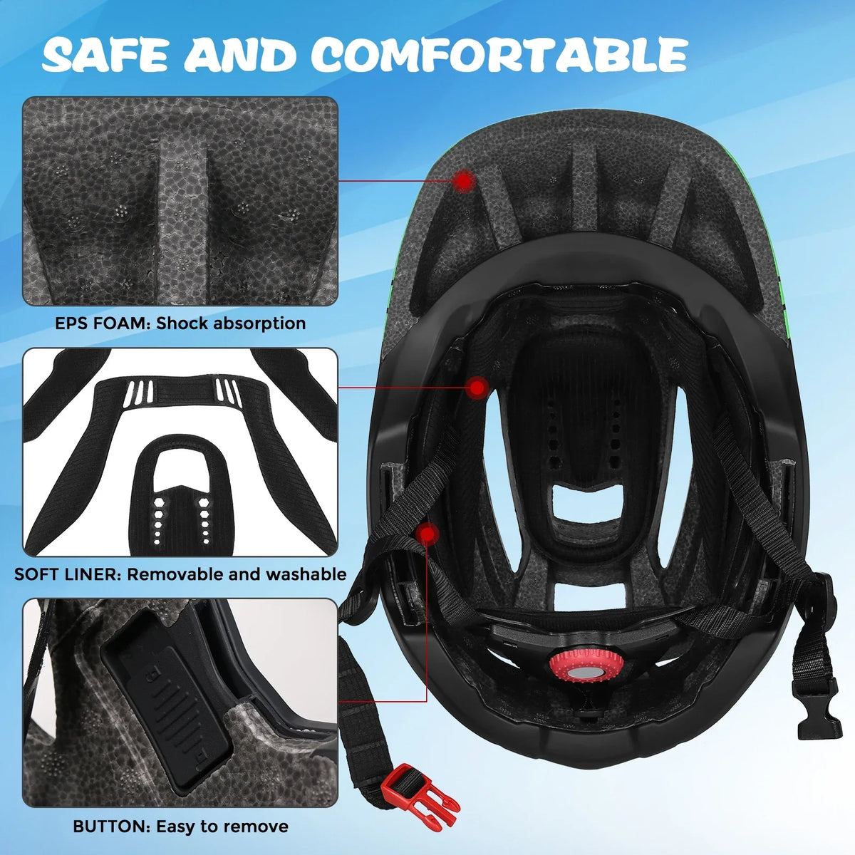 Kids Detachable Full Face Helmet Children Sports Safety Bike Helmet Protective Gear for Cycling Skateboarding Roller 2023