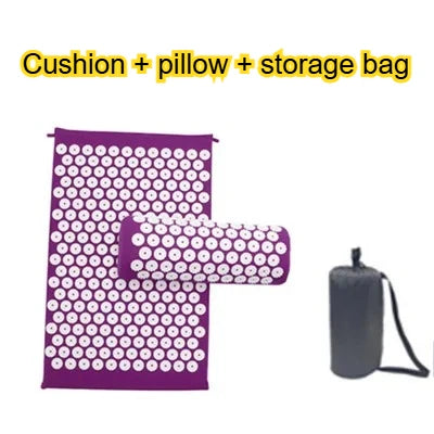 Acupressure Mat Sensi Massage Mat Pillow Set  applicator for Neck Foot Yoga Mat with Needle Back Cushion