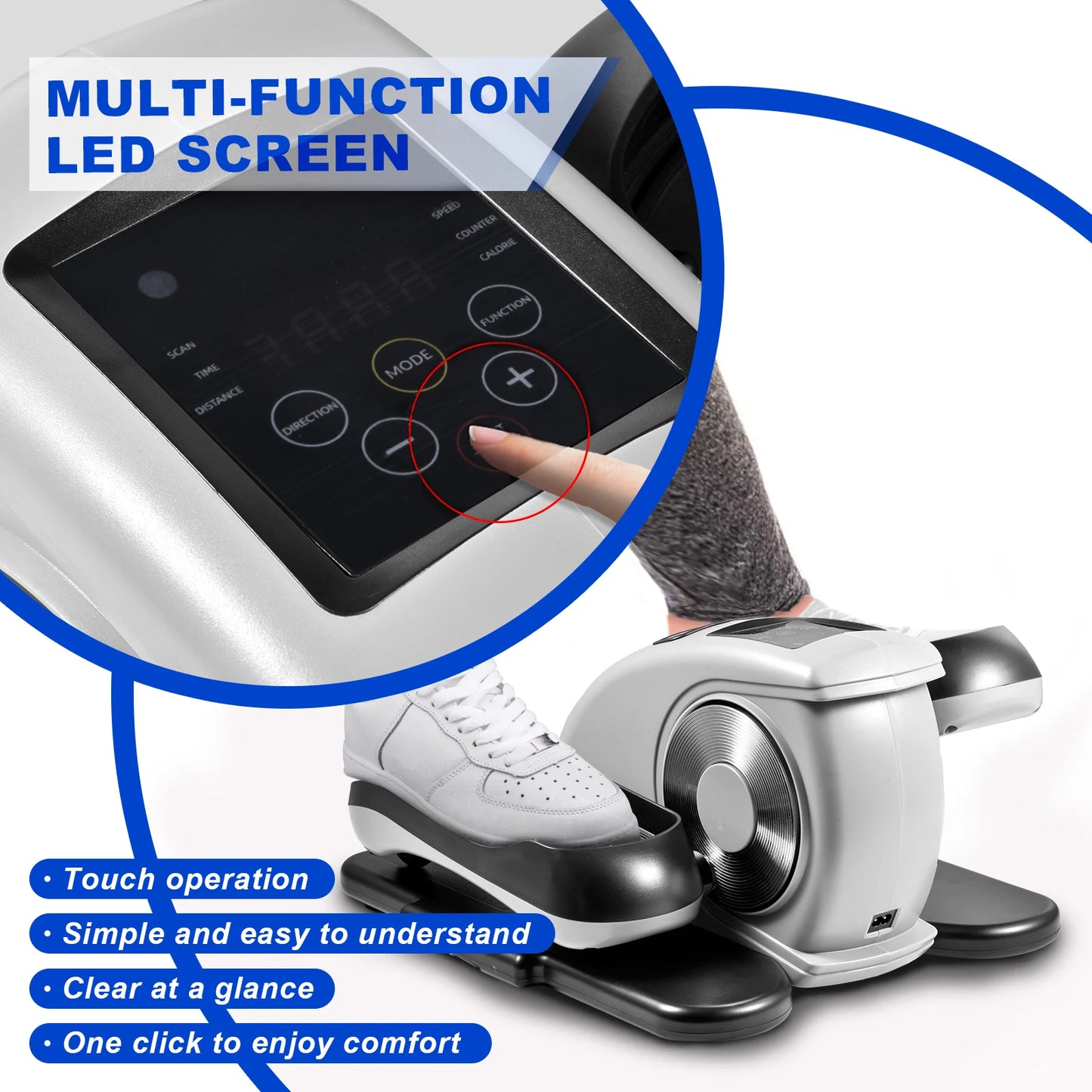 Under Desk Elliptical Training Machine, Electric Silent Stepper with LED Display and 12 Speed Adjustable Resistance, Non-Slip Foot Pedals for Home Office Seated Exercise, Leg Muscle Recovery Equipment for Seniors Adults, Comp