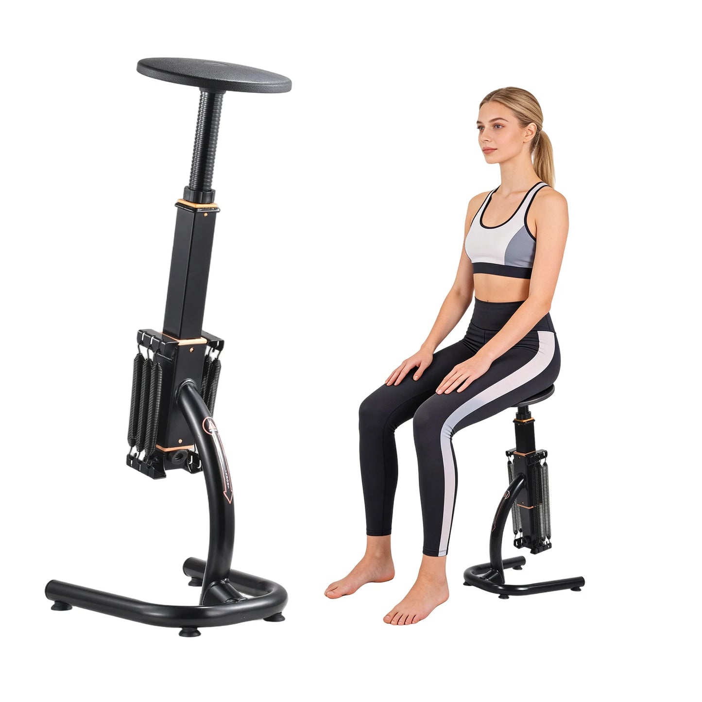 Squat Machine for Home Gym Adjustable Glute Leg Core Strengthener, Assisted Squat Trainer with Variable Resistance Intensity, Compact Exercise Equipment for Low Impact Lower Body Workout and Gluteal Lift