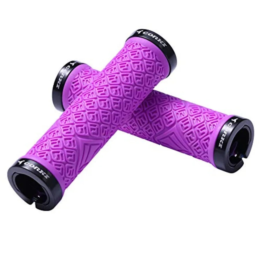 Mountain Bike Grips, Double Lock on Locking Bicycle Handlebar Grips for MTB, Downhill