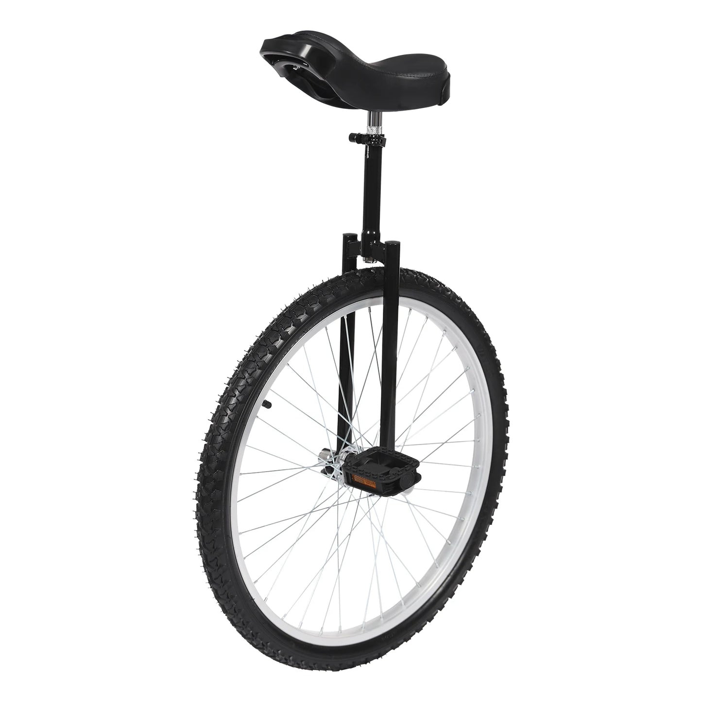 24“ One-Wheel Bike, Height Adjustable Unicycle with Anti-Skid Alloy Rim and Curved PU Seat Outdoor Unicycle for Adults Kids Outdoor Sports Fitness Exercise