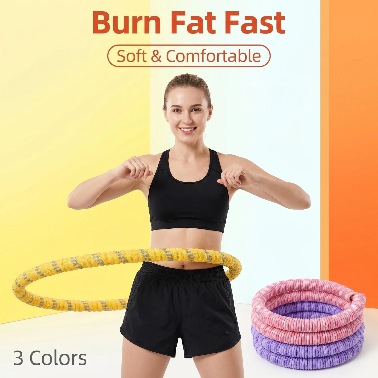 Fitness Circle- Adult Pilates Circle with Soft Spring Foldable Fitness Circle, Silent Pilates Circle Waist-Friendly Design, Full Wrap Fitness Circle Non-Pinching Fitness Circle Portable Sports Equipment, Christmas Gift for Gi