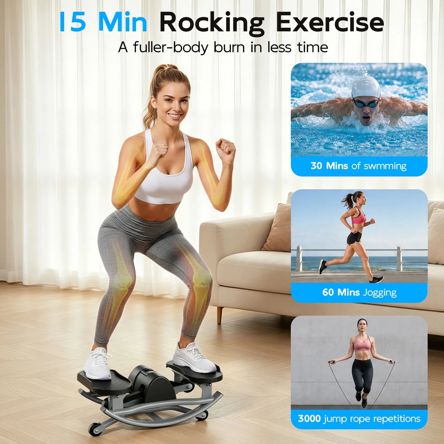 Swing Stepper Machine Intelligent Non-Slip For Exercise Twist Stair Stepper Trainer Full Body Workout 220 lbs with Digital Display Resistance Bands & Floor Mat for Men & Women Fat Burning & Body Shaping