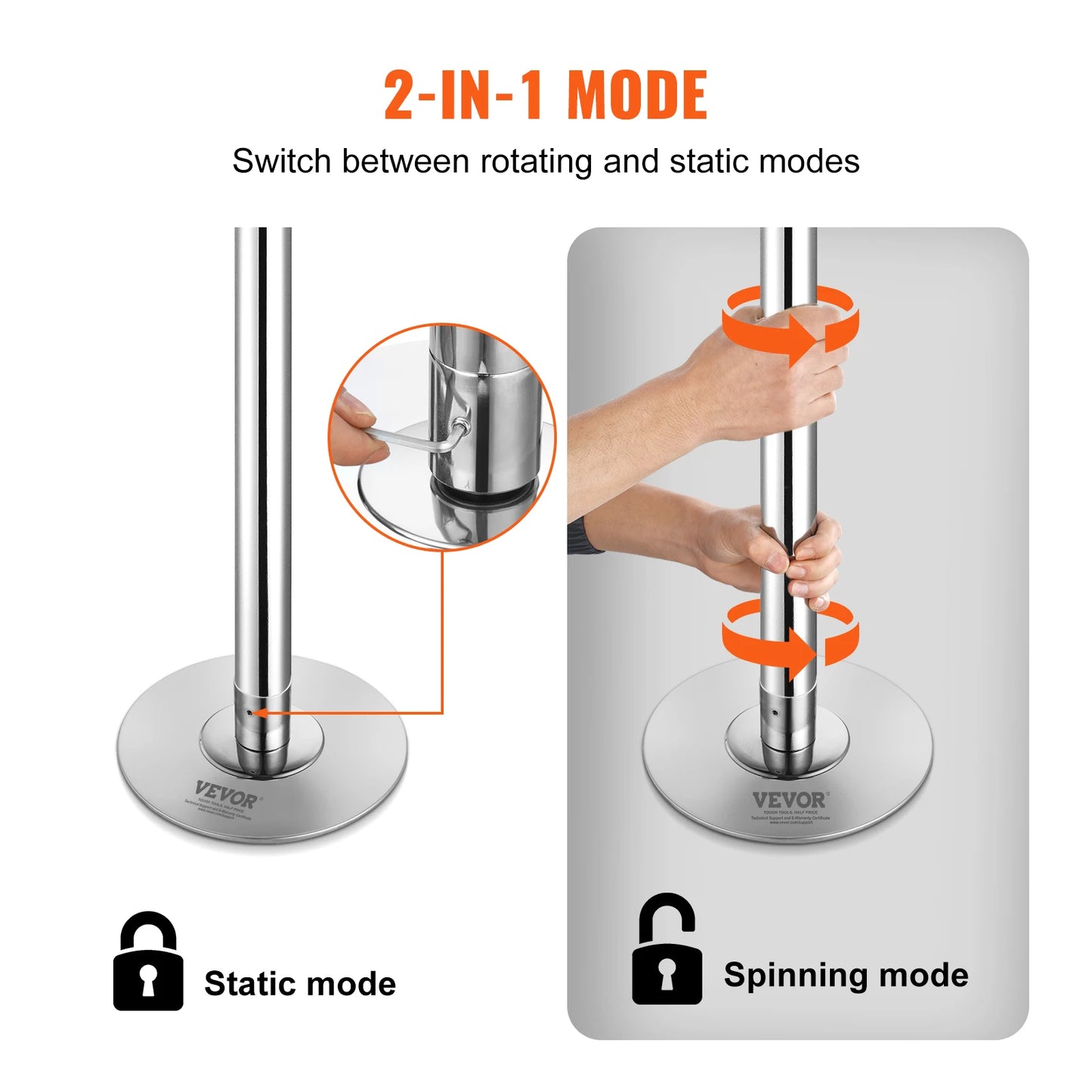 Professional Dancing Pole Spinning Static Dancing Pole Kit Portable Removable Pole 45mm Heavy-Duty Stainless Steel Pole