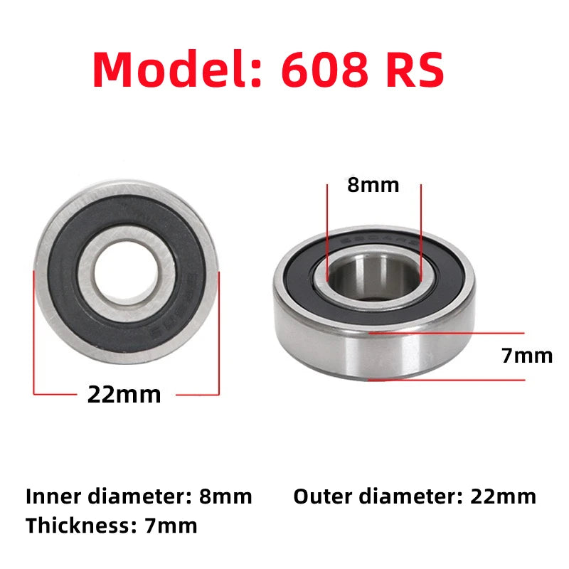 10Pcs 608 ZZ 608RS Ball Bearings 608ZZ Metal Double Shielded Miniature Deep Groove Skateboard Ball Bearings 8mm X 22mm X 7mm
