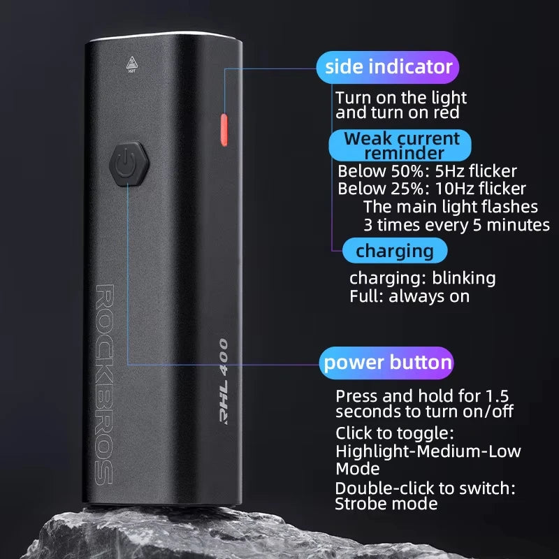 Bicycle Light Rainproof Type-C Charging LED 2000mAh MTB Road Bike Front Lamp Headlight Ultralight Flashlight Bike Light
