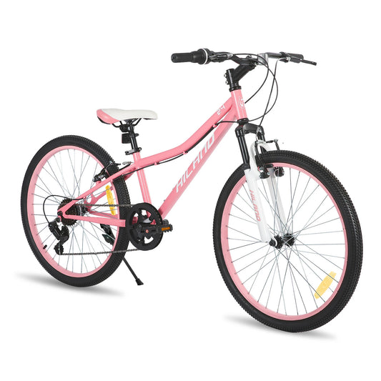 24 Inch Mountain Bike for Kids Age 7,Front Suspension Fork Kids' Bicycles for Boys Girls Multiple Colors