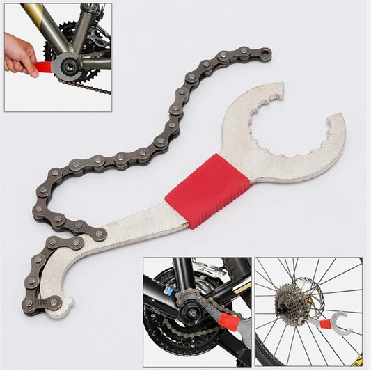 6pc Bike Cassette Removal Tool Set Chain Whip Bottom Bracket Wrench Flywheel Removal Kit for Mountain Bike Road Bicycle Repair