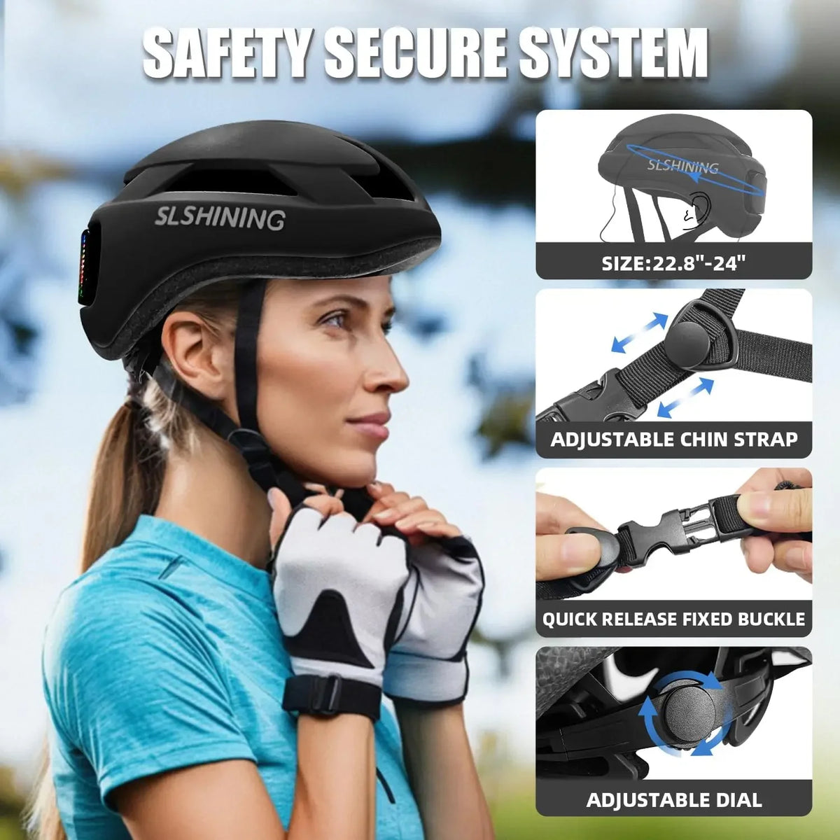 Smart Bike Helmet with Light: Bicycle Helmets for Adult Teens for Mountain & Road Cycling Electric Scooter Skateboard Skating