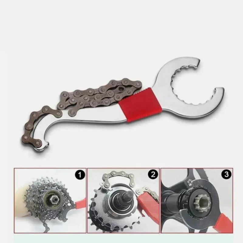 Bicycle Repair Tool Kit Bike Chain Breaker Spoke Wrench Bottom Bracket & Freewheel Remover Chain Hook