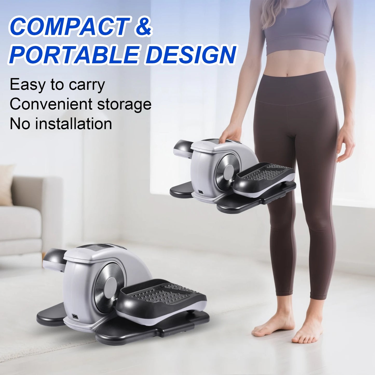 Under Desk Elliptical Training Machine, Electric Silent Stepper with LED Display and 12 Speed Adjustable Resistance, Non-Slip Foot Pedals for Home Office Seated Exercise, Leg Muscle Recovery Equipment for Seniors Adults, Comp