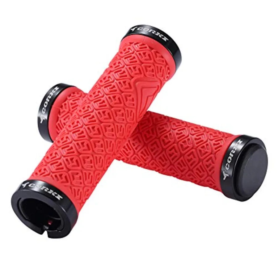 Mountain Bike Grips, Double Lock on Locking Bicycle Handlebar Grips for MTB, Downhill