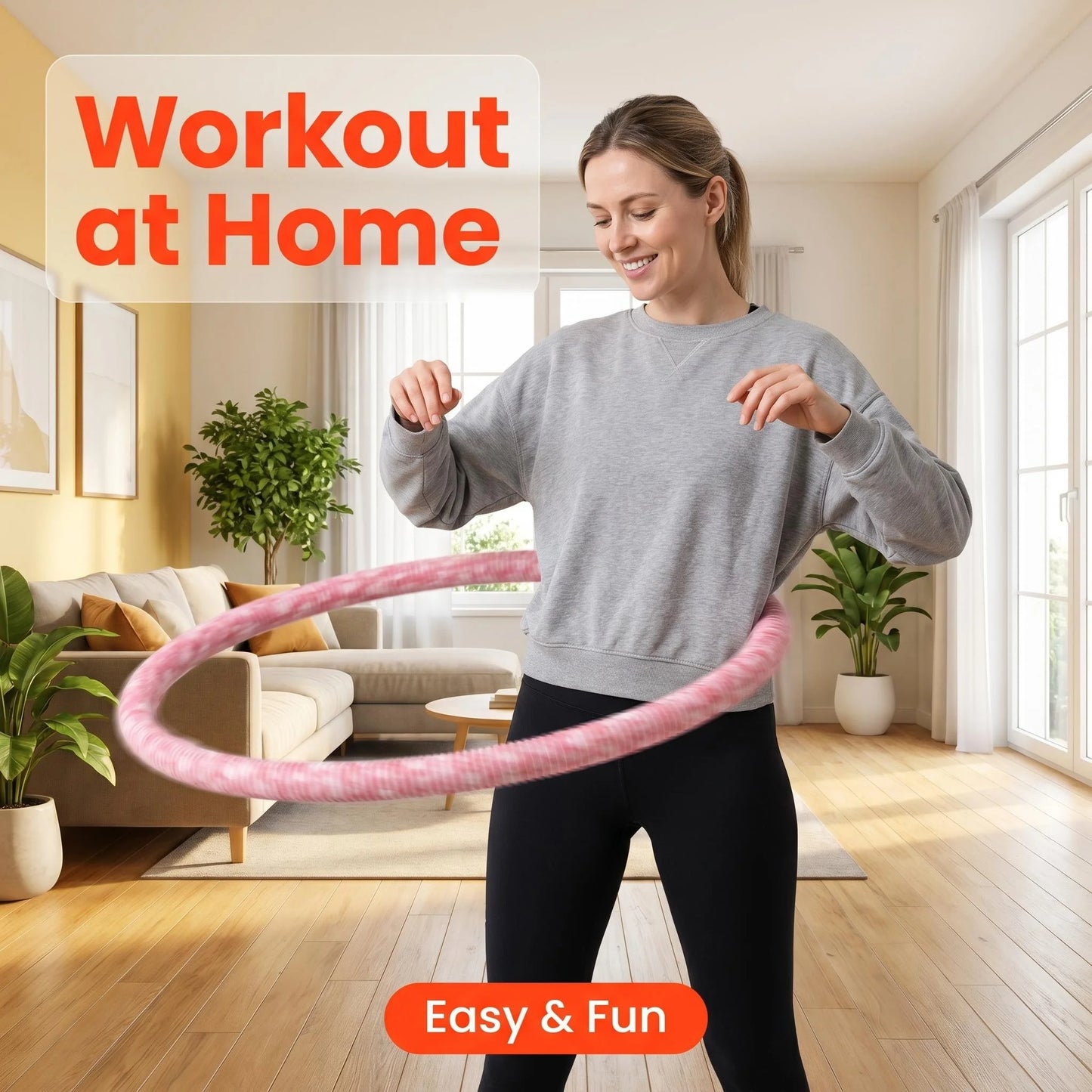 Fitness Circle- Adult Pilates Circle with Soft Spring Foldable Fitness Circle, Silent Pilates Circle Waist-Friendly Design, Full Wrap Fitness Circle Non-Pinching Fitness Circle Portable Sports Equipment, Christmas Gift for Gi