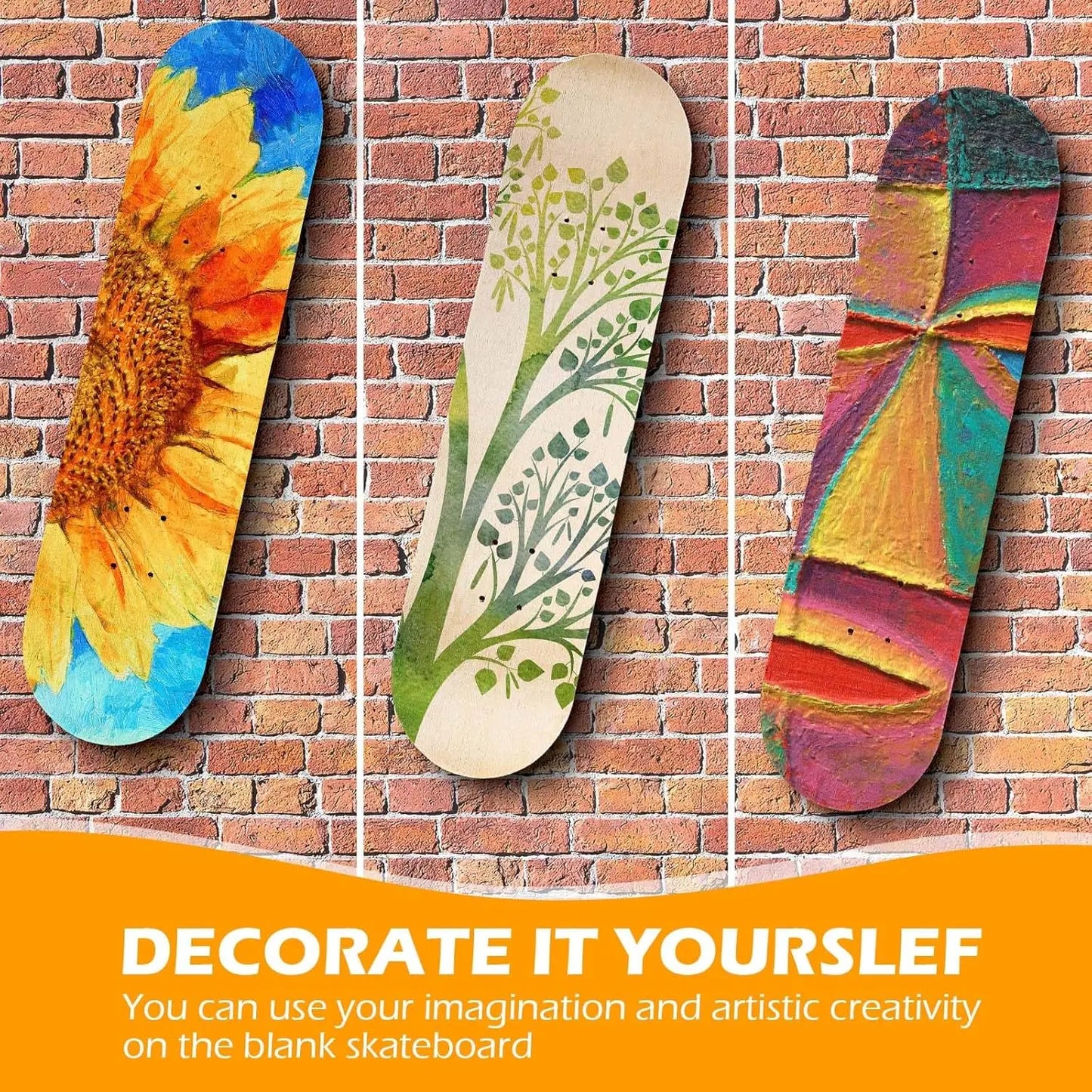 6 Pcs Blank Skateboard Decks Bulk 32 x 8 Inch 7 Ply Maple Wooden Plain Skate Decks Natural Wood