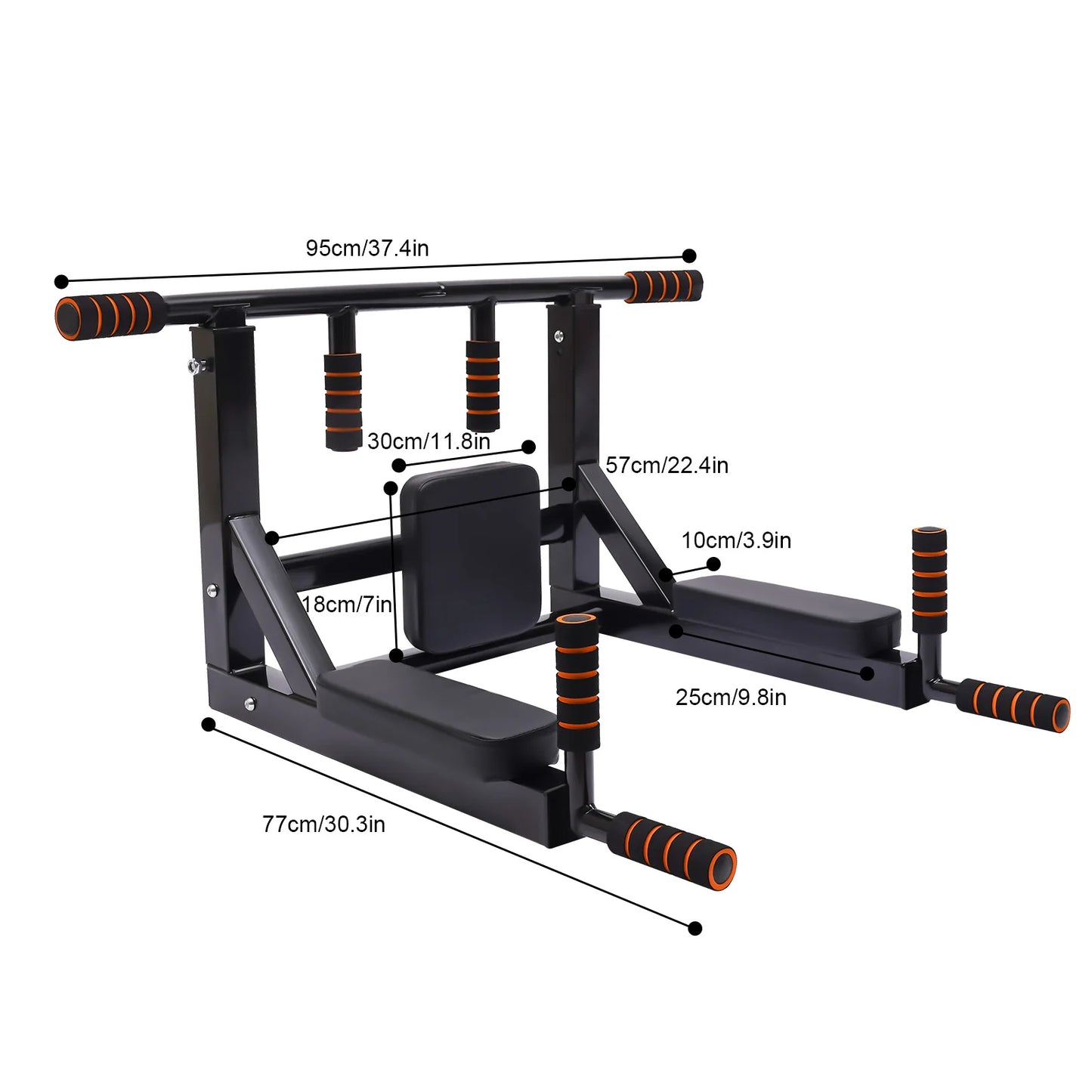 Wall Mounted Pull Up Bar Chin Up bar Multifunctional Dip Station Workout Training Equipment Fitness Dip Stand Supports to 440lbs for Indoor Home Gym