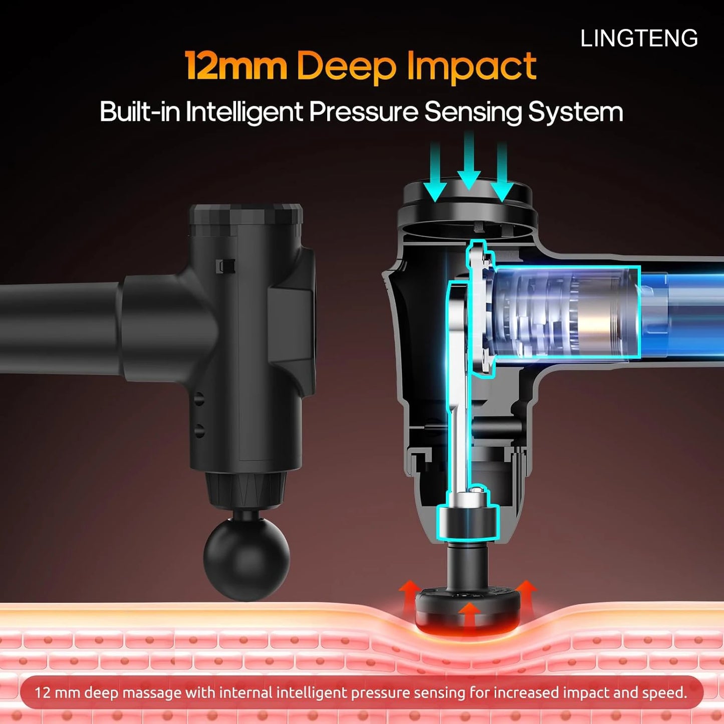 Heating massage gun, deep tissue massage gun, back and neck massager, muscle percussion massager, silent fascia gun, handheld massager, 7 massage eadhs, comes with a storage case, Christmas gift, birthday gift, sports gift