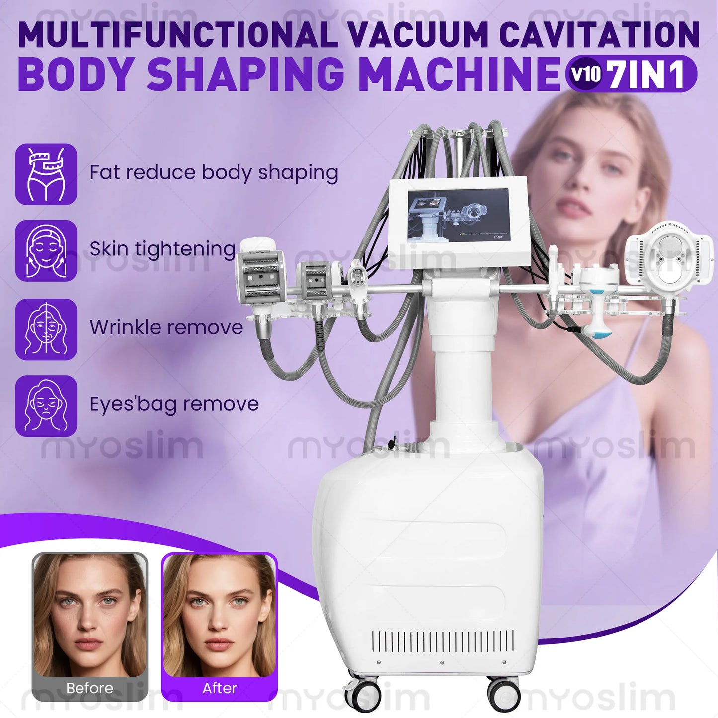 1 Vacuum Tumbling Slimming Machine Vertical Trolley Cavitation RF Roller Massage Lymphatic Drainage Anti-Cellulite Skin