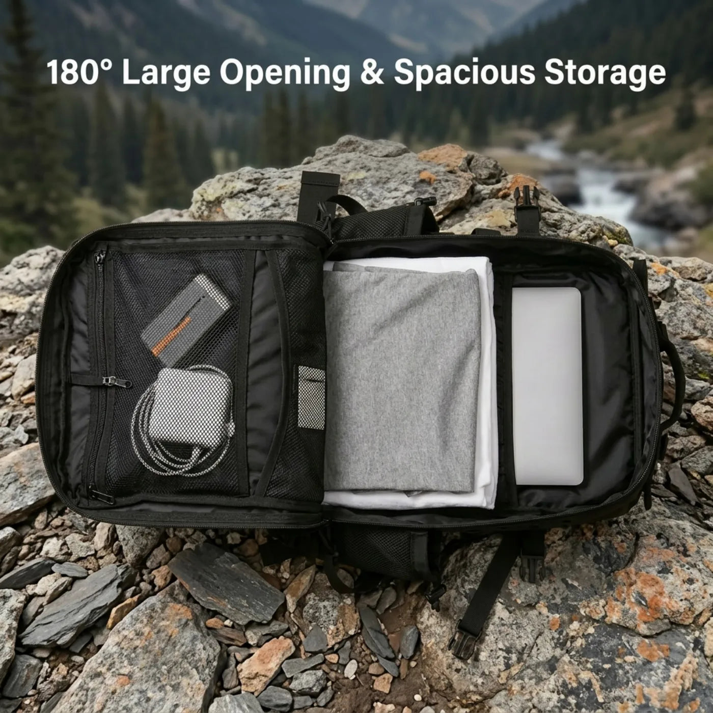 45L Large Capacity Tactical Backpack Hunting Rucksack with Dual Water Bottle Cup Holders Outdoor Camping Survival Equipment Backpack for Hiking Trekking Travel Sports EDC Daily Use