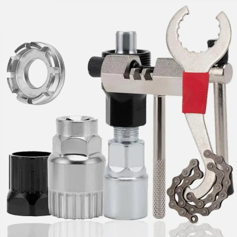 Bicycle Repair Tool Kit Bike Chain Breaker Spoke Wrench Bottom Bracket & Freewheel Remover Chain Hook